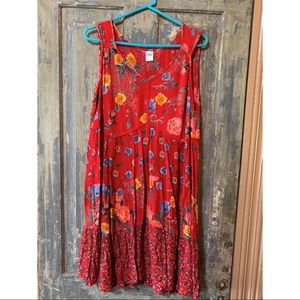 Red floral dress